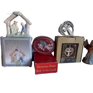 VINTAGE - VICTORIAN SANTA CANDLE , Angel , nativity,